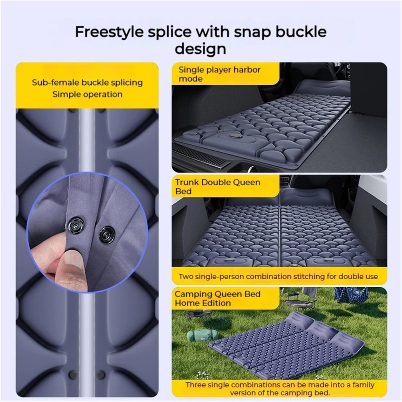 Car Air Bed Car Inflatable Bed Foldable Travel Camping Converted Trunk Leveling Pad Mattress Sleeping Universal(Navy Blue)