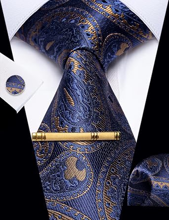 YourTies Silk Ties for Men Plaid Paisley Floral Necktie Pocket Square Set