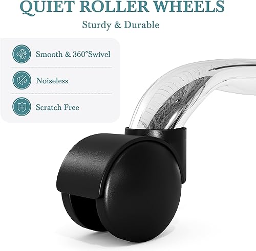 Miniatura 6 de HOOMIC Taburetes con ruedas para salón, oficina, tienda, bar, spa, tatuaje, masaje médico, giratorio, con piel sintética, acolchado, color gris