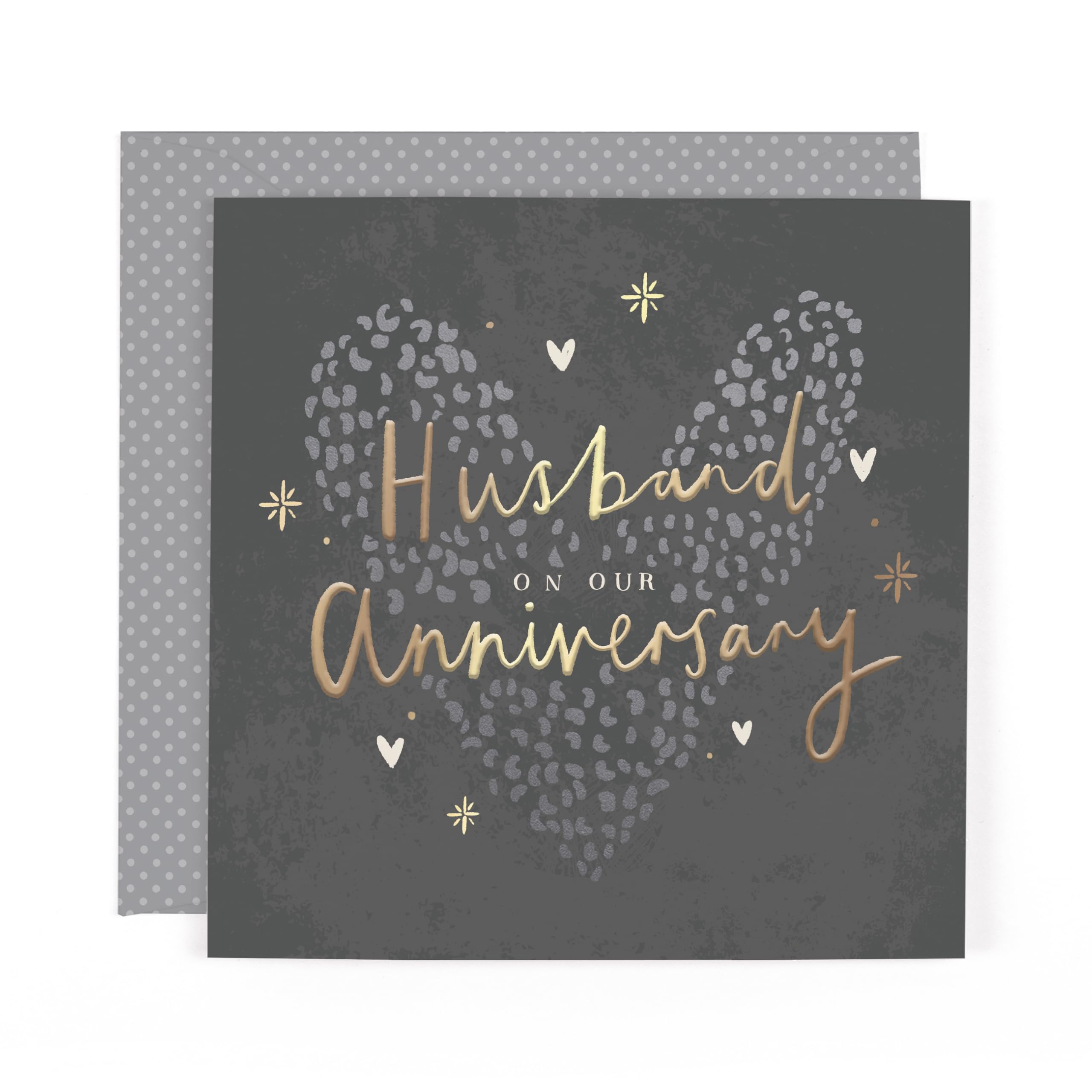 Hotchpotch Stunning Foiled Anniversary Card For Wonderful Wife, With Bespoke Dotty Envelope - Anise Greeting Card London Size 6 x 6 inches