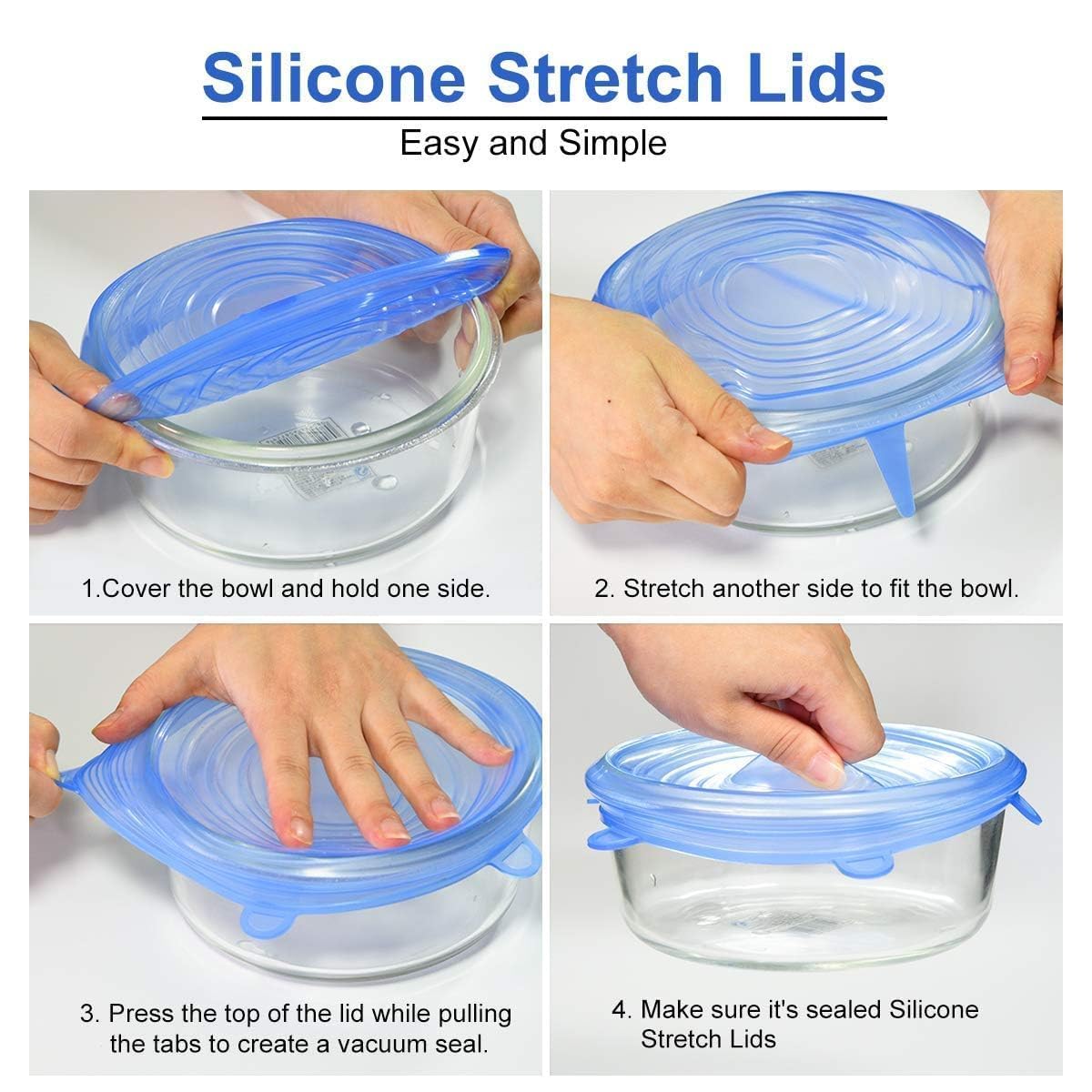 PRAMANTA Reusable Silicone Lids – Multi-Size Food & Bowl Covers 2
