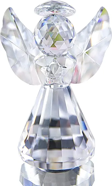 HDCRYSTALGIFTS 3 Inch Crystal Guardian Angel Figurine - Engelen Beeldjes