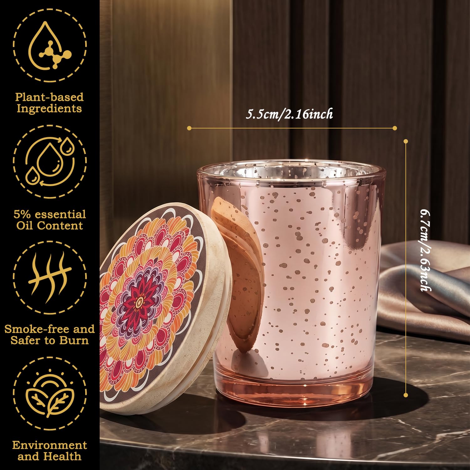 Juego de 6 velas perfumadas en cristal, diseño de cielo estrellado