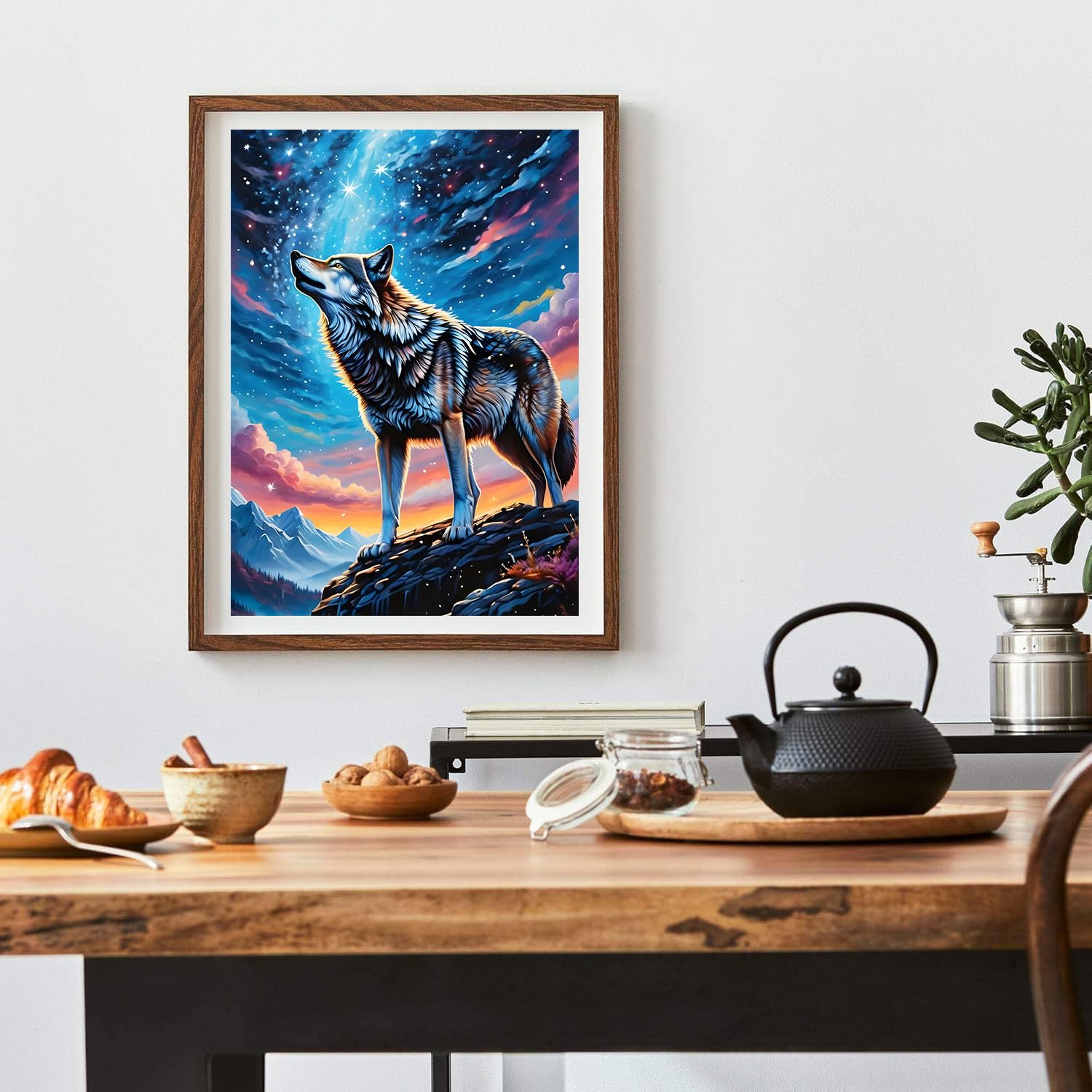 QQYRHN 5D DIY Loup Fantastique Kits De Peinture Diamant, Complète Fleurs Sauvages Diamond Painting Pour Adulte Débutants, Art Du Diamant, Décoration Murale Maison Peinture Au Diamant Avec 30x40 Cm