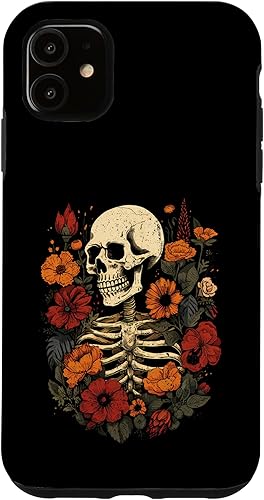 Miniatura 10 de iPhone 12 mini esqueleto floral calavera Halloween flores genial diseño gráfico