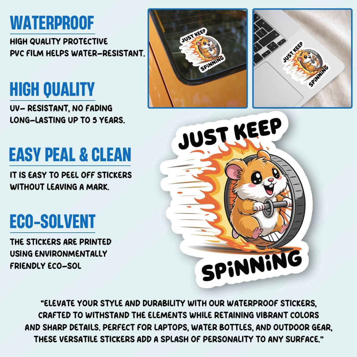 3Pcs Just Keep Spinning Hamster Sticker Funny Animal Hamster Gift image 5