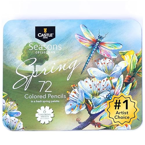 Castle Art Supplies 72 Spring Colored Pencils Set | Wax-Based