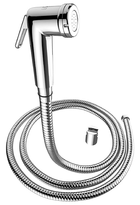 BIUT HF-5115A ABS Health Faucet Set with Brass Inserts and Easy to Clean Head | 1m Easy Flex Hose Pipe and ABS Hook (Chrome)