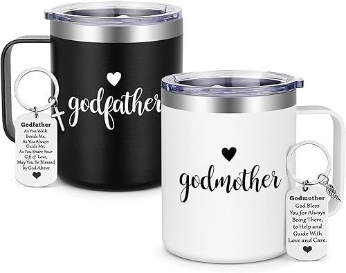 Miniatura 1 de Regalo de propuesta de padrinos, juego de tazas de madrina y padrino con llavero, regalo para padrinos para madrina, padrino, propuesta de Will You