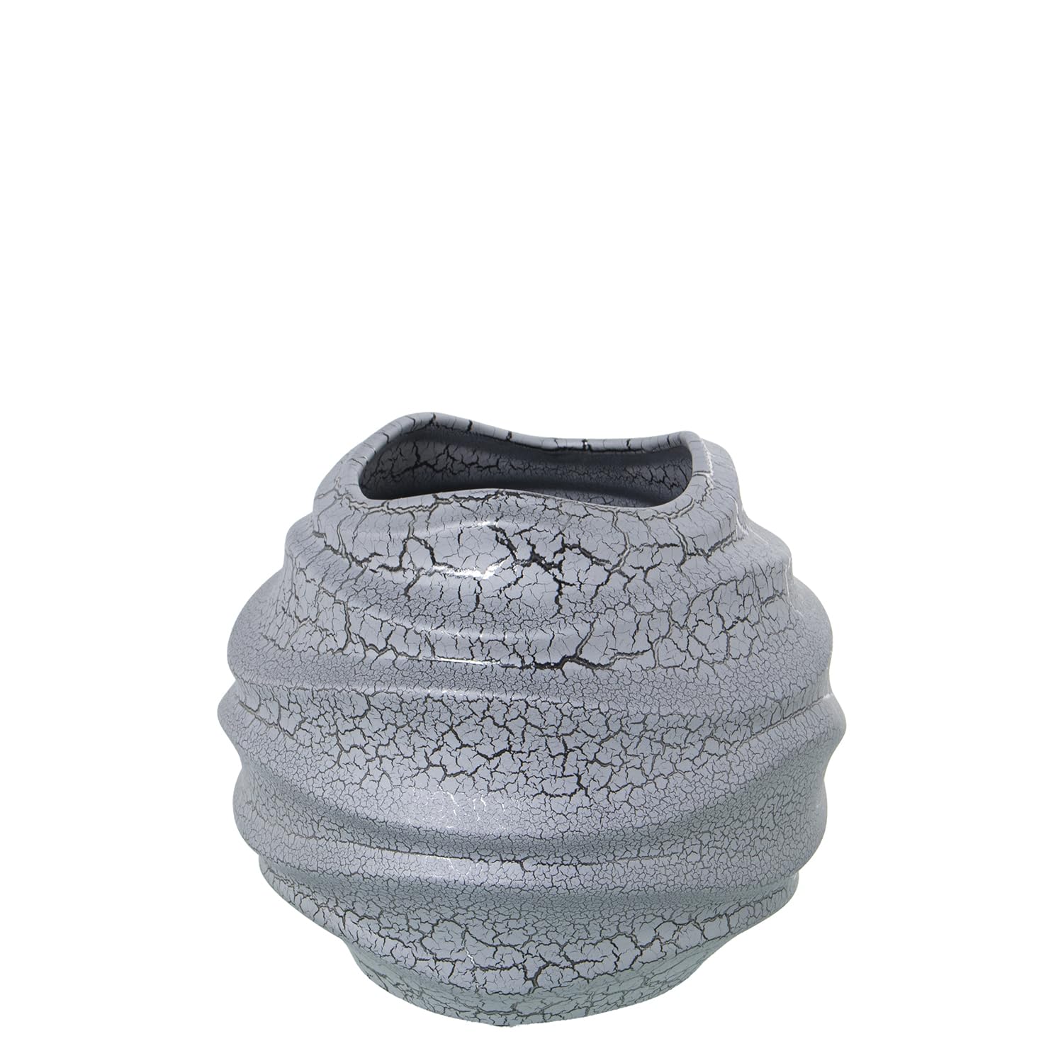 Vase céramique gris craquelé argenté 26 cm | Cadeau idéal décoration maison