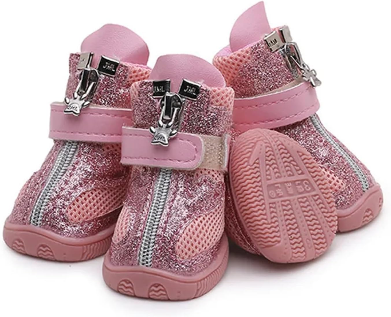 Bling Spring Summer Pet Dog Shoes Breathable Mesh Dog Boots Anti-Slip Small Dog Shoes Puppy Sandals(Silver Green,Style 5)