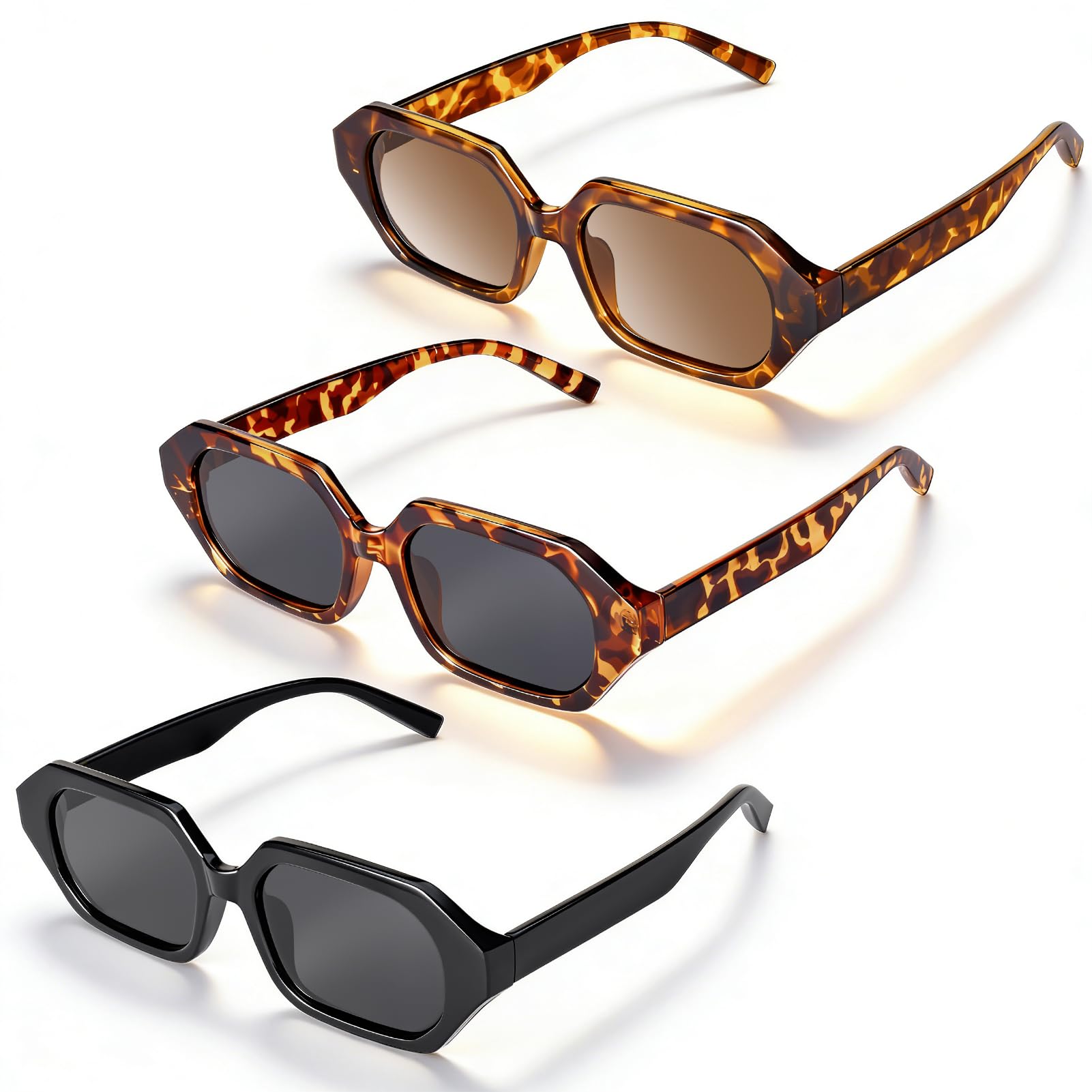 Coumy 3 Pcs Retro Polarized Sunglasses for Women Men