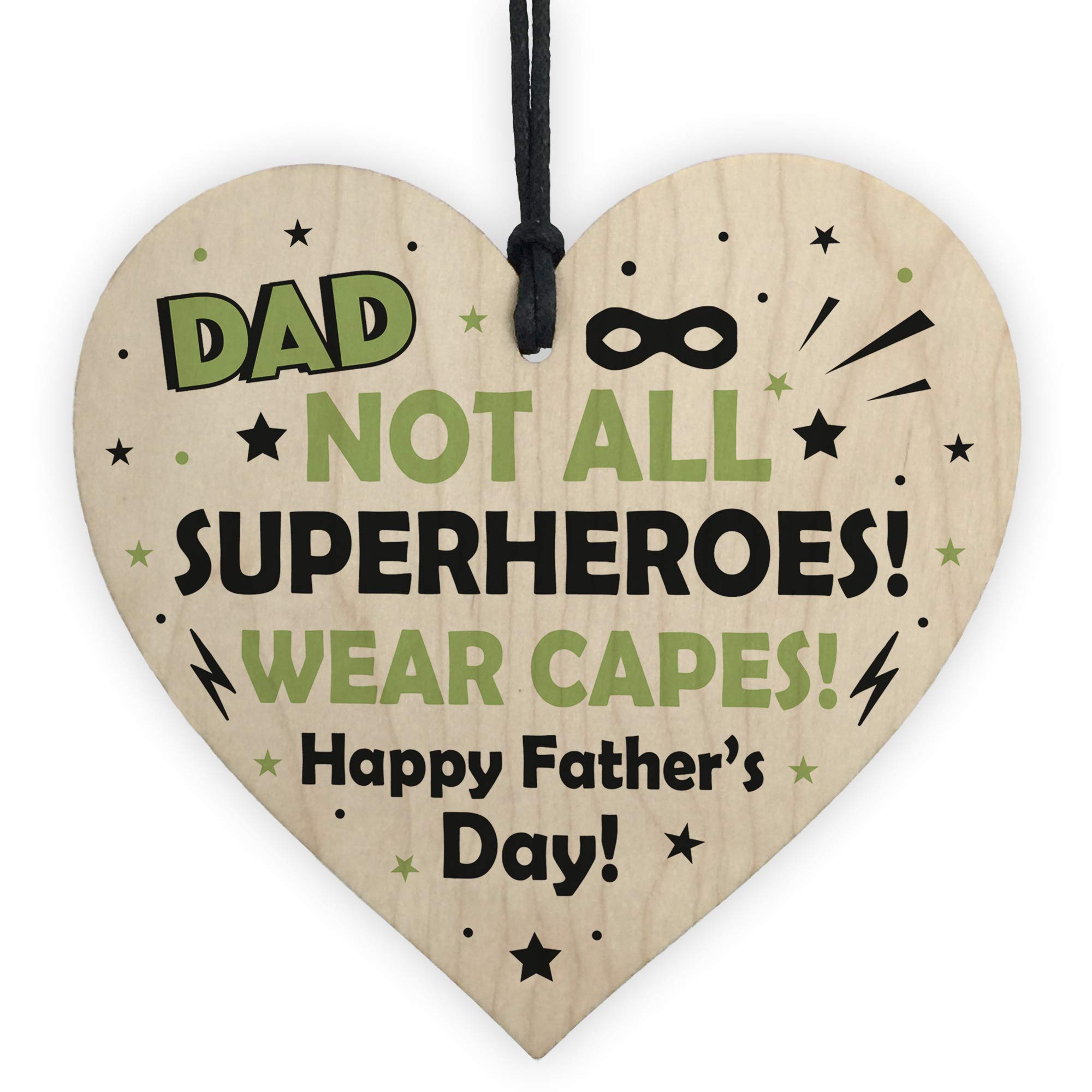 Red Ocean Fathers Day Novelty Dad Superhero Dad Funny Novelty Wooden Heart
