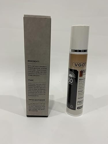 Miniatura 7 de VGO Protector solar tintado con SPF 50, protector solar hidratante facial hidratante, base de maquillaje universal contra los rayos UVA y UVB, 1.7