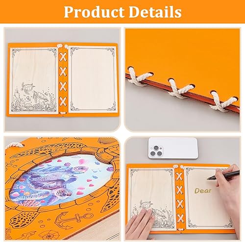 Miniatura 2 de WADORN Tarjeta de madera de tortuga marina, tarjetas conmemorativas de madera de 5.9 x 7.8 pulgadas, tarjeta de felicitación de animales, regalo