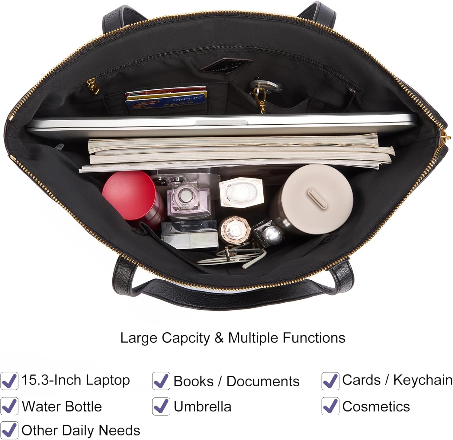 Women's Tote Bag Leather Handbag for Women 16L Large Capacity Travel Purses Ladies Shoulder Bags