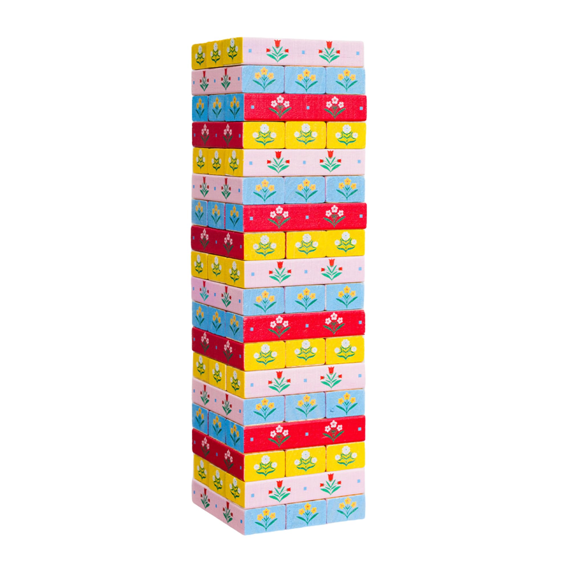 ban.do Tumbling Blocks Game, Quilt Design | Gioco colorato della pila delle mattonelle del blocco di legno 54 per adulti e scatola di immagazzinaggio