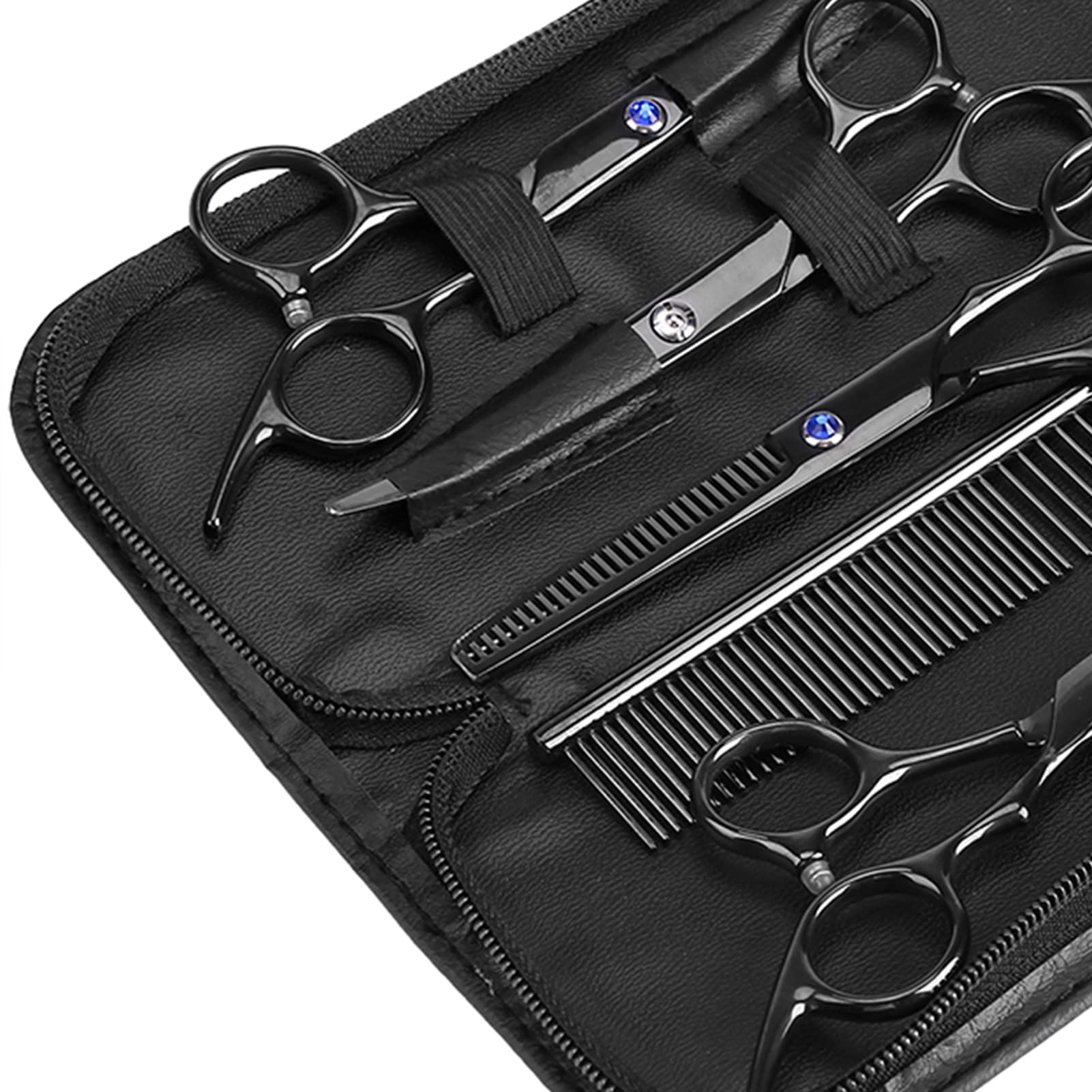 Kit de Ciseaux de Toilettage 7pcs pour Animaux de Compagnie, Coupe des Outils de Coupe de Cheveux éclaircissants avec des Lames en Acier Inoxydable pour la Coiffure