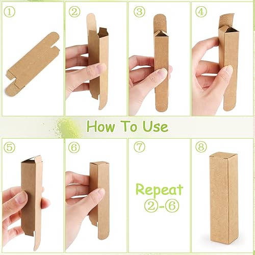 Miniatura 6 de Cositina Paquete de 100 cajas de papel kraft de 0.78 x 0.78 x 3.34 pulgadas, caja de lápiz labial rectangular, cajas de papel kraft de esencia,