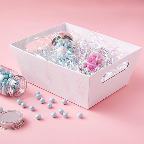 Celebrate It - Cesta blanca con asas de 9 x 7 pulgadas, cestas de cartón para organización, fiestas, cumpleaños y vacaciones, paquete de 12 unidades