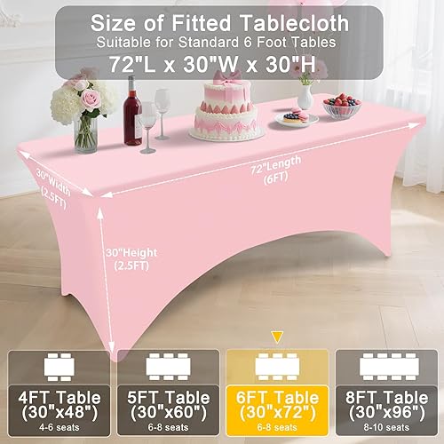 Miniatura 254 de Smiry Paquete de 2 manteles de elastano de 6 pies, elásticos ajustables, lavables y sin arrugas, rectangulares para mesa de patio, para exteriores,