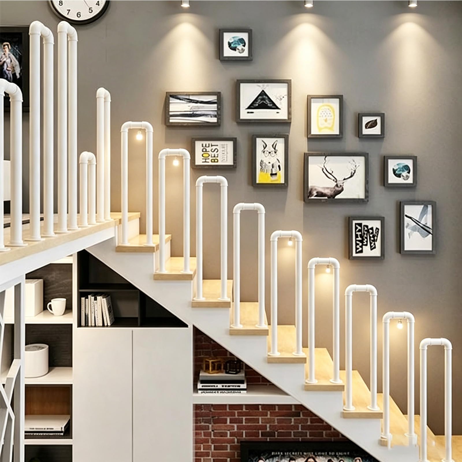 Thalassa U-Shaped Railing Stairs, Outdoor Handrail, Indoor Stair Banister, Stair Handrail for Balconies, Hallways, Handrails for Stairs, Hand Rails Outside Steps, Grab Rails Outdoor