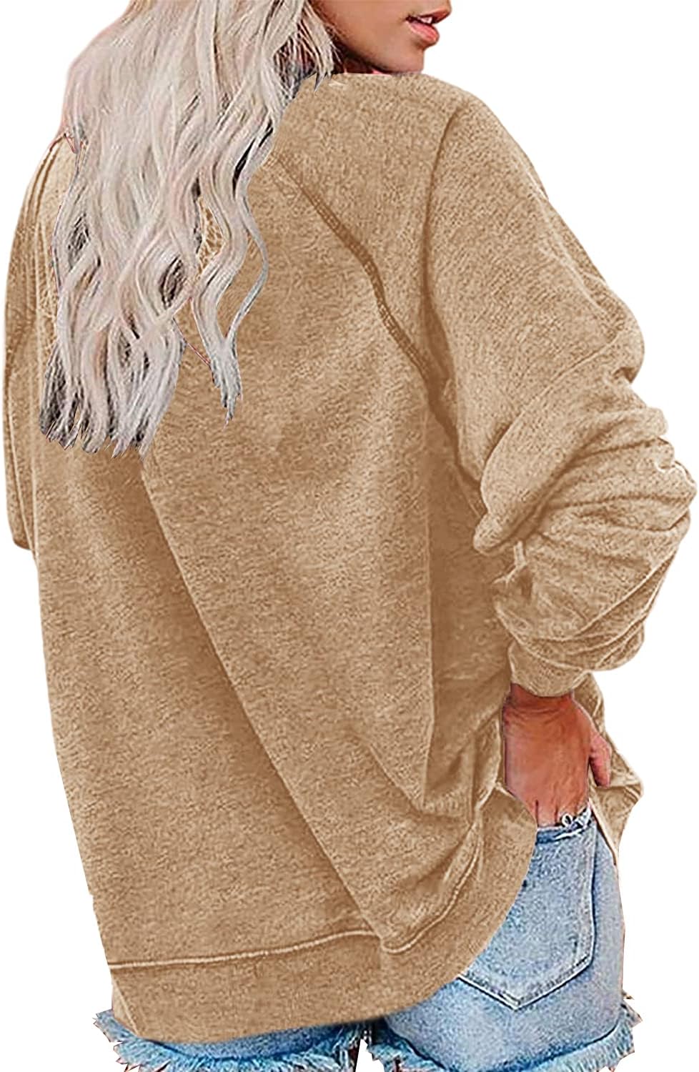 Vdnerjg Women's New York Letter Print Sweatshirt Crewneck Long Sleeve Casual Loose Fit Pullover Shirt - Image 3