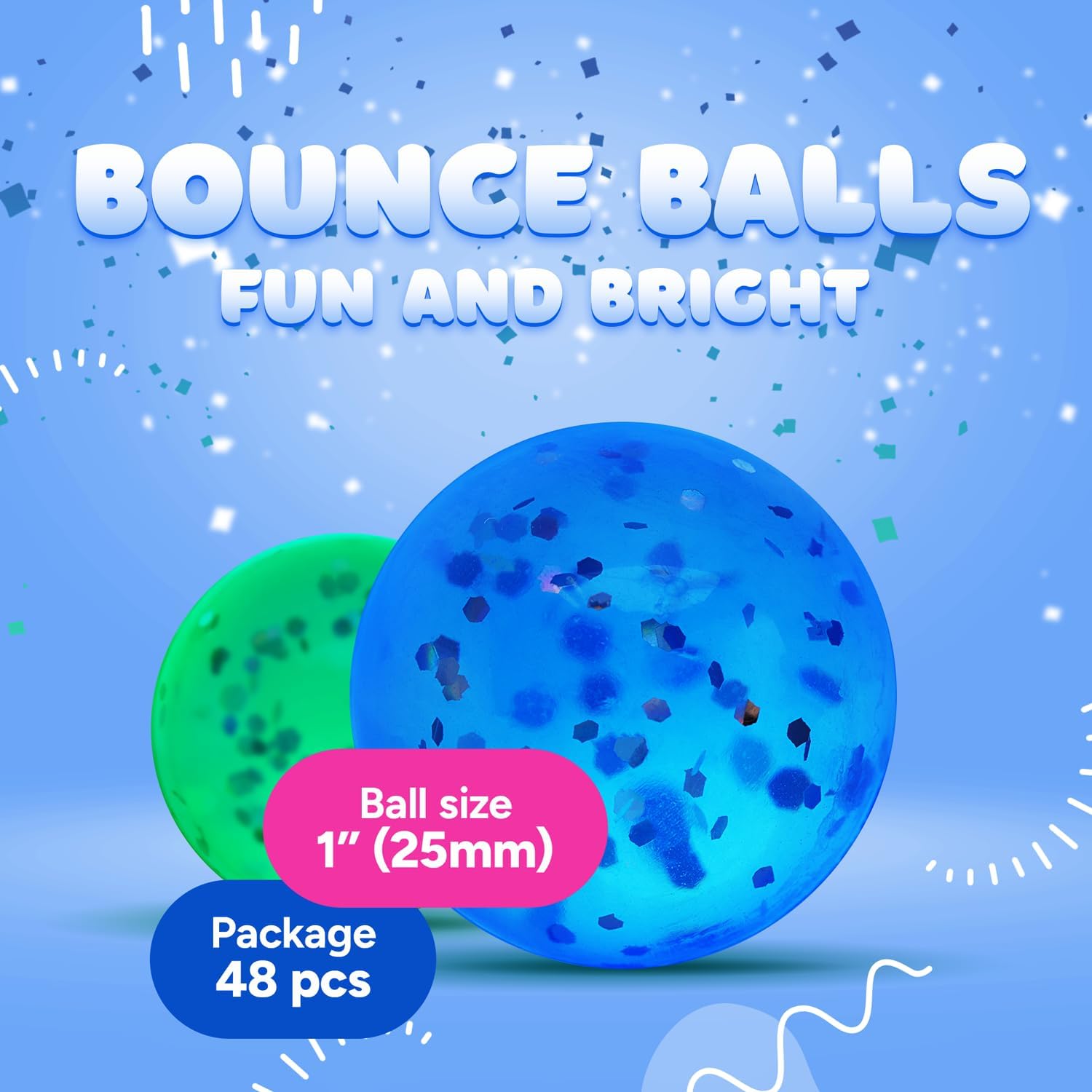 Entervending Bouncy Balls - Glitter Bouncing Balls - Assorted Colors 1" Bounce Balls - Bouncing Balls for Kids - Vending Machine Toys - Bouncy Ball Vending Machine Refill in Bulk