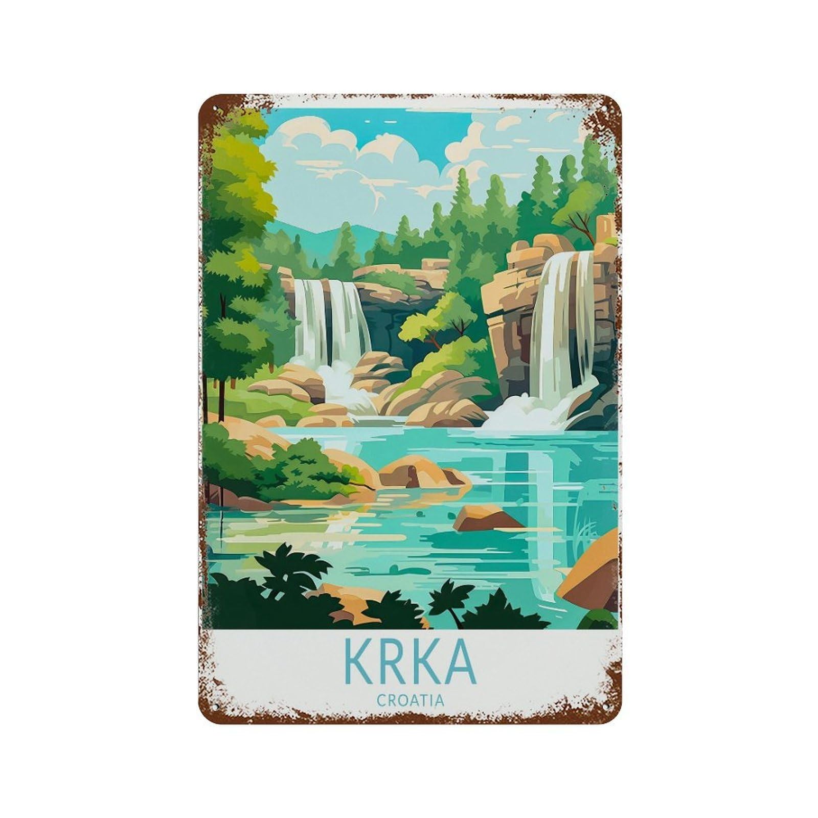 xiaoxiaoshen Krka Travel Croatia Custom Gift (2) Wall Decor Art Metal Tin Poster Modern Home Decor Art Home Bar Shop Decorations Vintage Sign 30x20cm