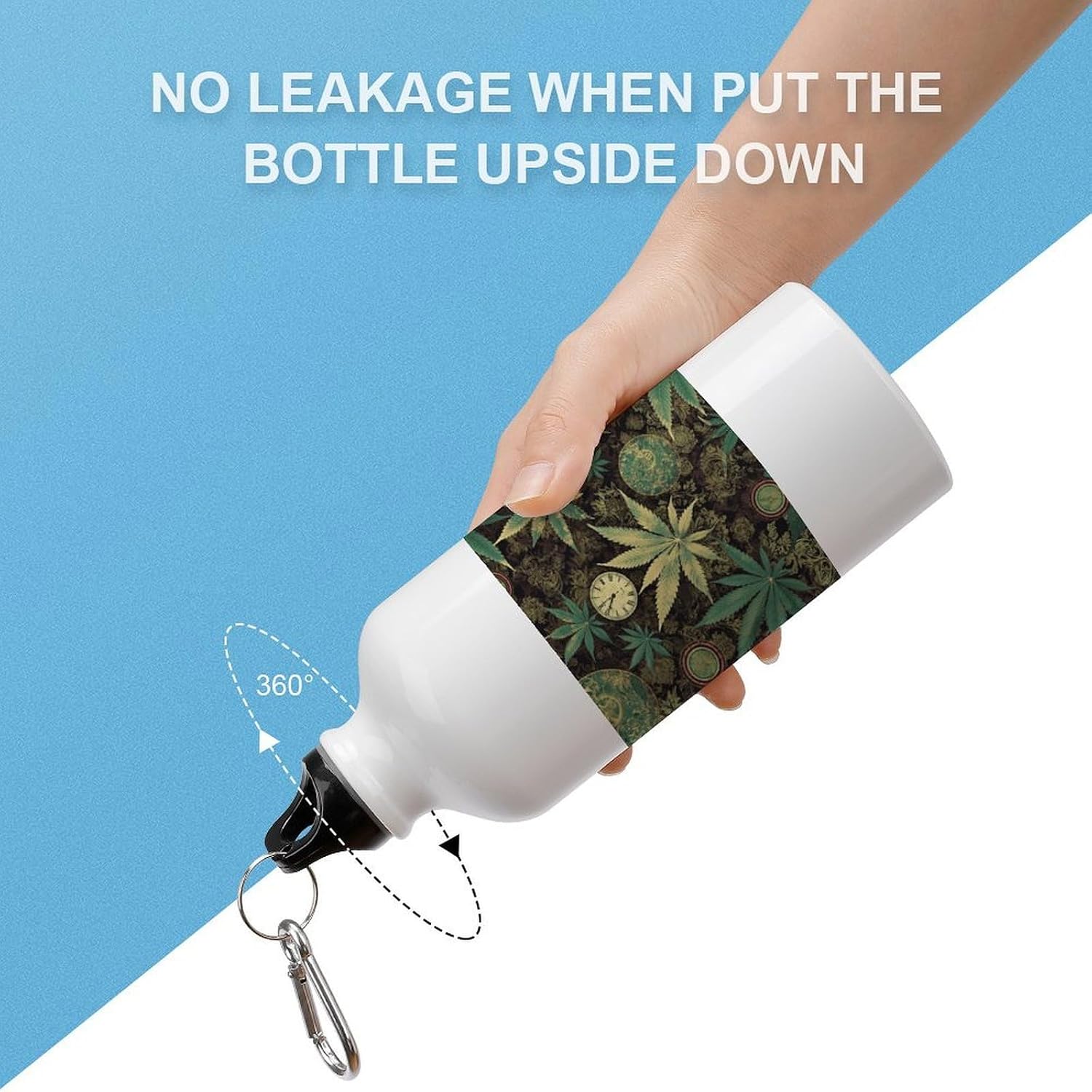 Puff in Time Weed Marijuana Aluminum Sports Water Bottle image 3