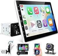 Vista 1 de Rimoody Estéreo de automóvil de 10.1 pulgadas de un solo DIN, pantalla táctil desmontable con Apple CarPlay y Android Auto, cámara de respaldo