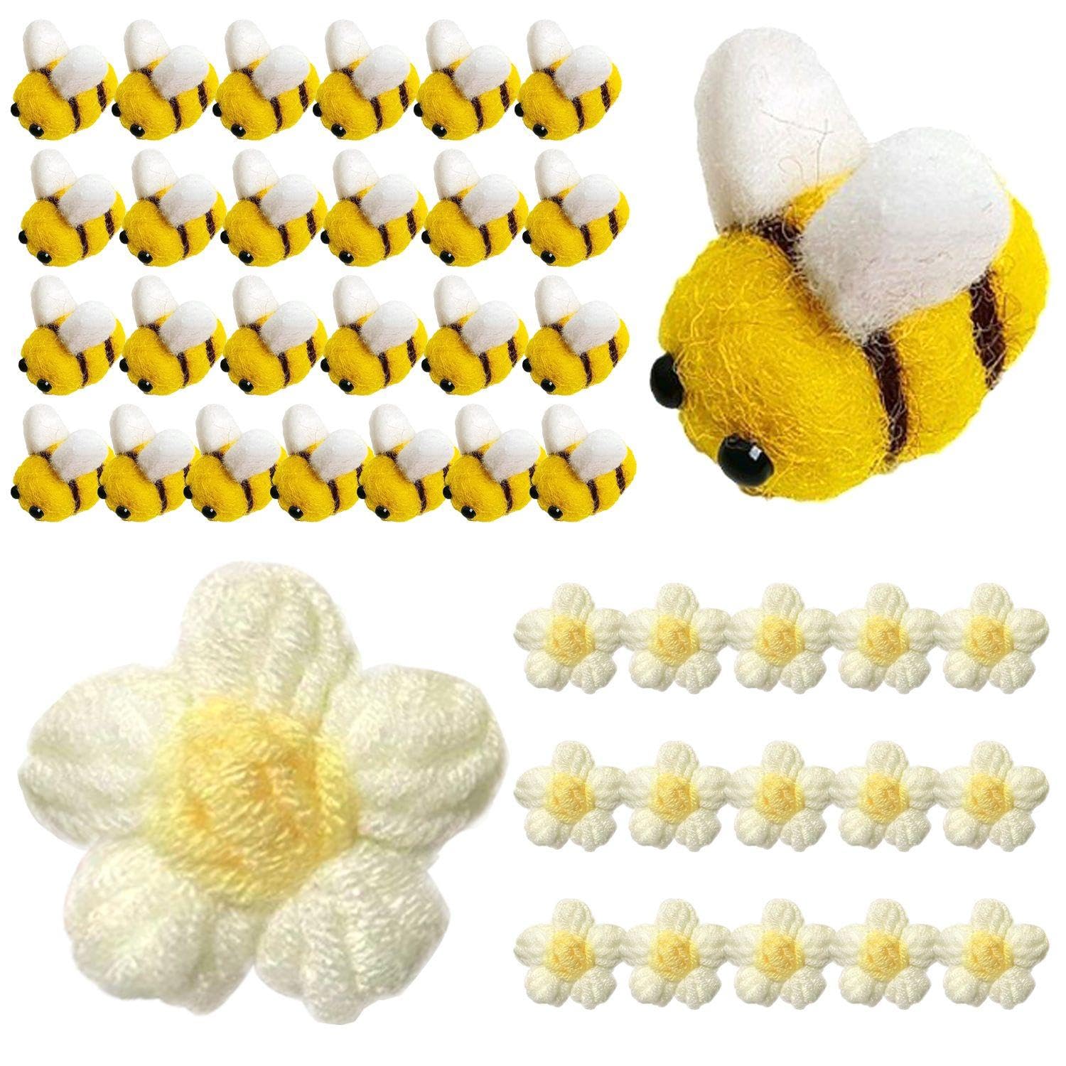 Epcdbbrt Yellow 40 Pieces Pom Pom Accessories, Bee Decorations, Crochet Flowers, Felt Flowers, Felt Decorations, Bee Decorations, Bee Party Decorations, Felt Bees