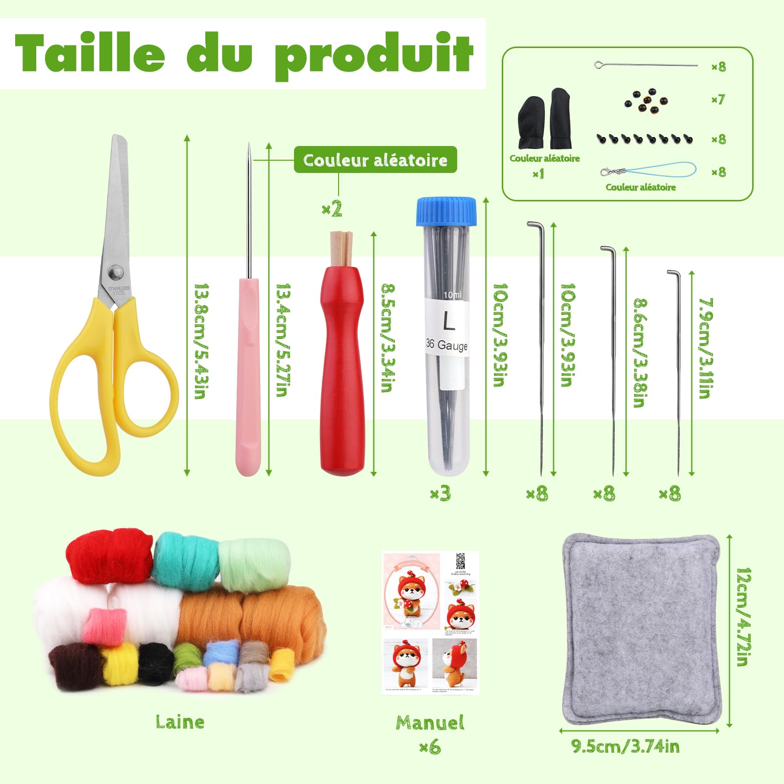 Kit De Feutre Aiguilleté pour Débutants, De Laine Comprend 8 Pièces Instructions pour Animaux Outils De Base De Feutre Mat, Et Fournitures