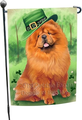 Miniatura 1 de Doggie of the Day Banderas de jardín para perro irlandés Chow Chow Chow del Día de San Patricio, para exteriores, doble cara, jardín, porche,
