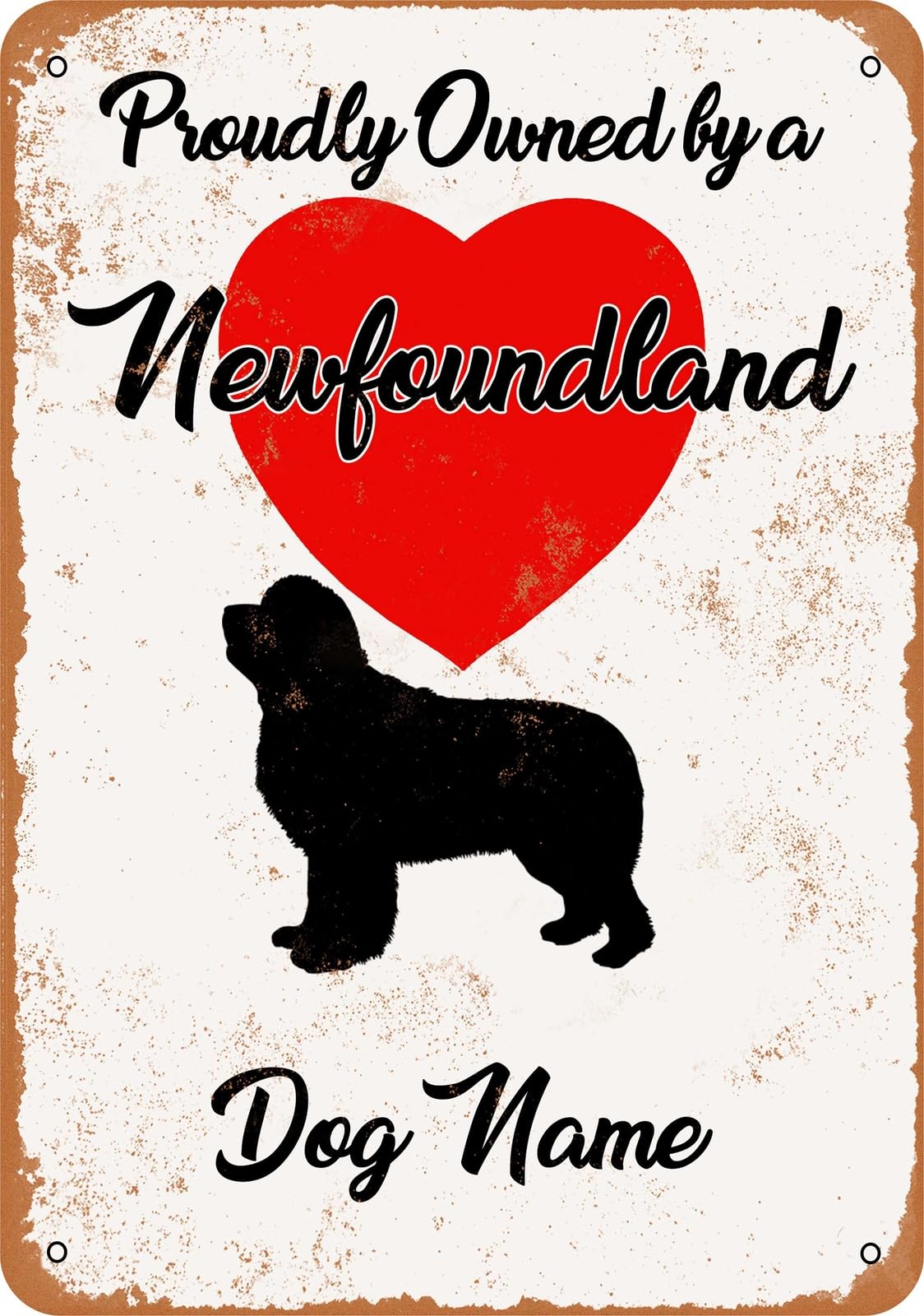 Metal Sign - CUSTOM DOG NAME - Newfoundland - Vintage Look home decor
