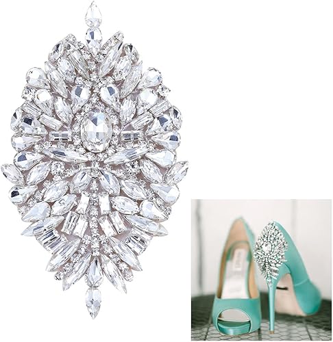 Parche de diamantes de imitación para planchar con motivo de cristales de bricolaje, apliques de costura para zapatos, plateado, paquete de 2 piezas