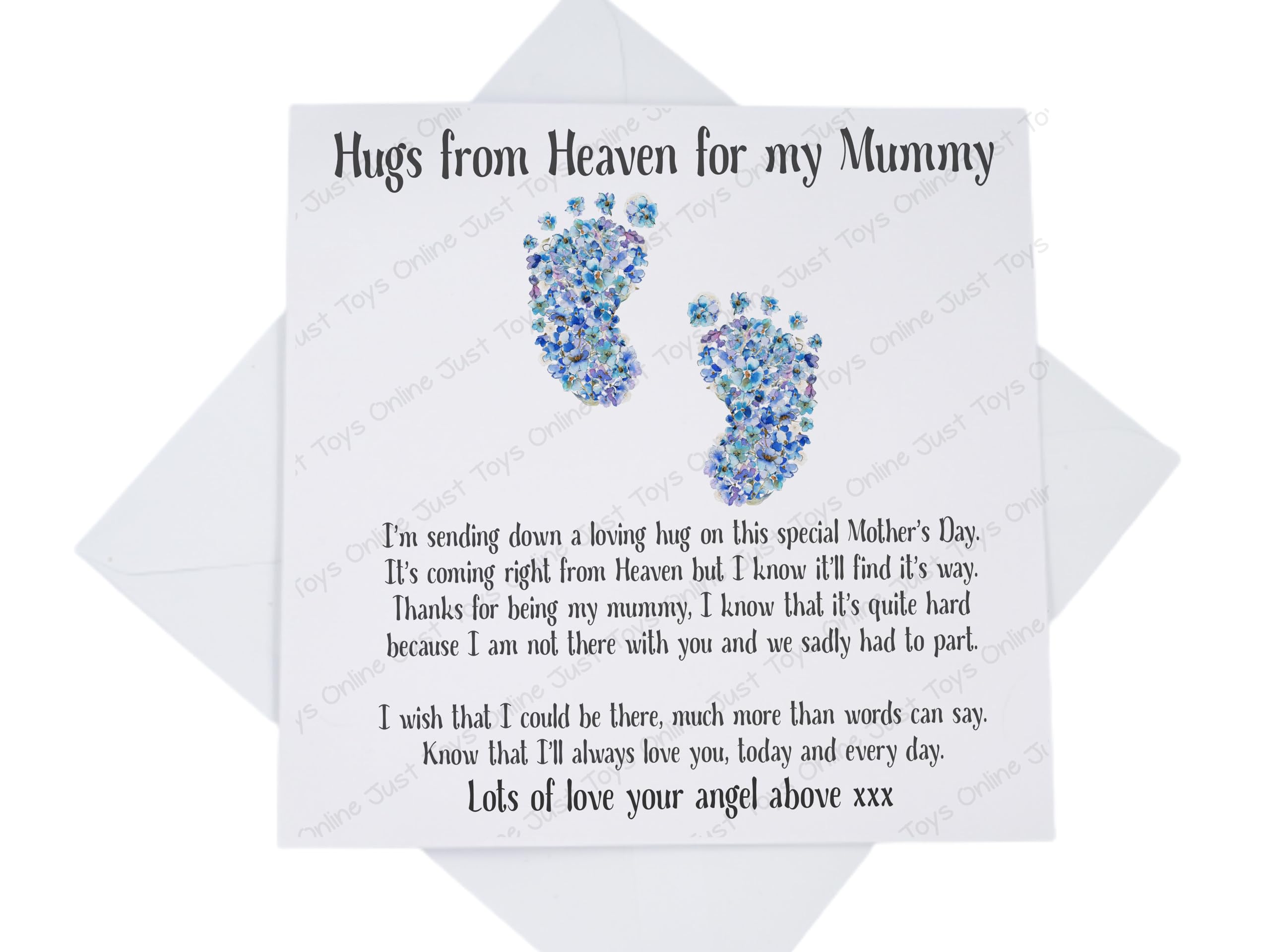 Mothers Day Card from Baby In Heaven for Mummy On Mother's Day Card, Angel Baby Mothers Day Card for Mum with Poem Verse, Baby Loss Card, Forget Me Not Feet (Personalised)