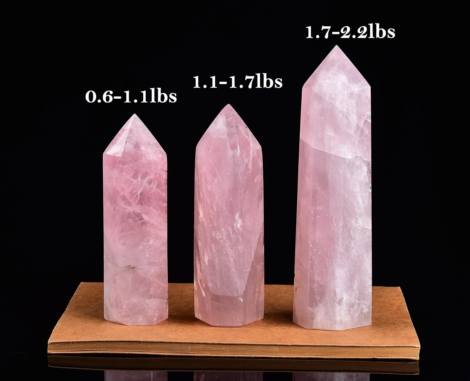 AMOYSTONE Rose Quartz Obelisk Large Healing Crystal Wand Tower 6 Faceted Column Reiki Chakra Meditation Therapy Pink 0.6-1.1 LBS