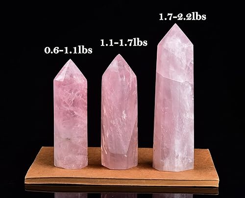 Miniatura 3 de AMOYSTONE Obelisco de cuarzo rosa, torre grande de varita de cristal curativo, 6 columnas facetadas, terapia de meditación de chakras Reiki, rosa,