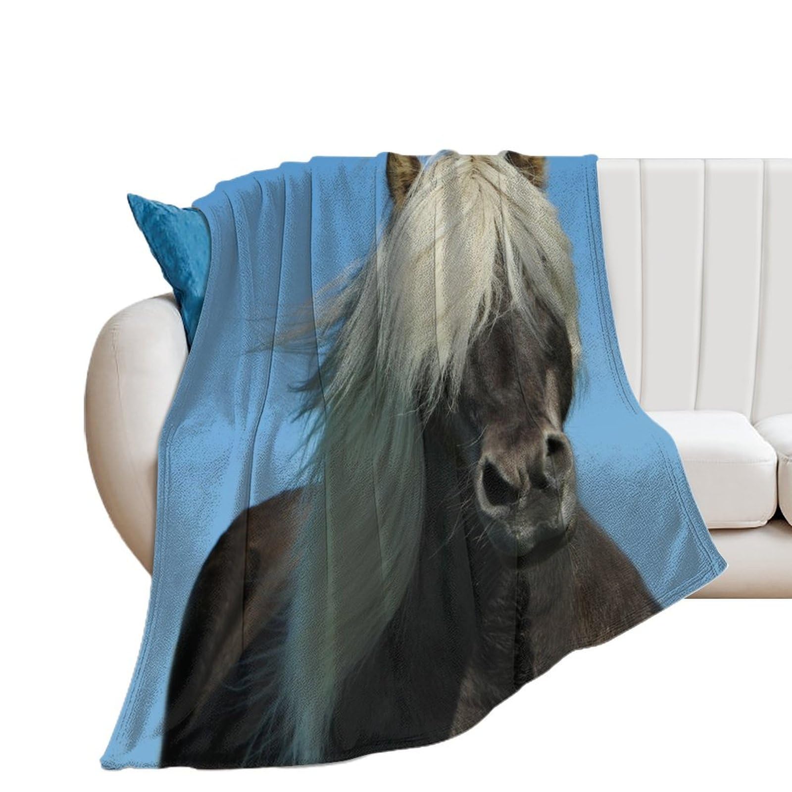 Couverture de lit cheval plaid polaire doux pour soirée cocooning salon