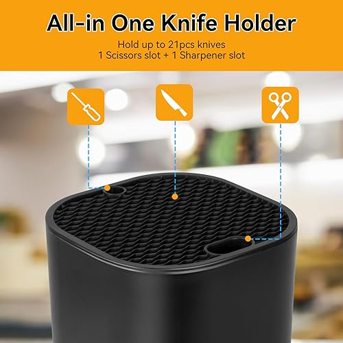 Miniatura 2 de Ninonly Bloque de cuchillos sin cuchillos 2 en 1 universal cuadrado para cocina con ranura para tijeras, ahorro de espacio, almacenamiento de