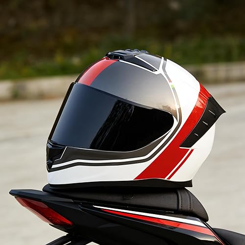 Miniatura 5 de Casco de motocicleta de cara completa, cascos para motocicleta de adultos, MG611, casco de motocicleta de carreras de calle con visera negra para