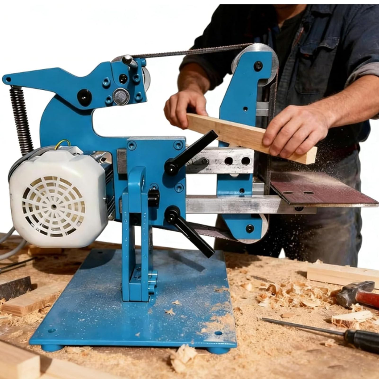 Hydravex 750w/1100W Electric Belt Sander, 915x50mm Belt Polishing Grinder, Vertical and Horizontal, All-Steel Body Grinding Machine Knife Sharpener Polisher, Speed Adjustable 50-6500 RPM 750W