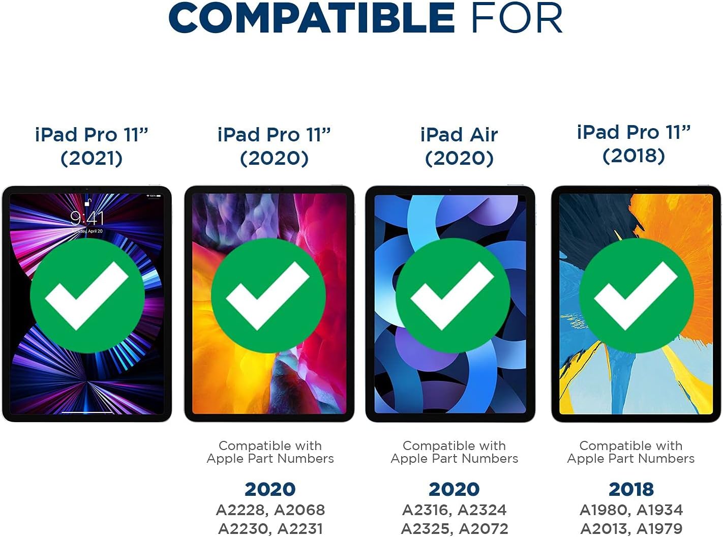 Tech Armor Screen Protector for iPad Pro 11 Inch 2022, 2020, 2018 and iPad Air 5th 4th Generation (10.9 Inch, 2022/2020) Tablet - Ballistic Tempered Glass, Apple Pencil Compatible [1 Pack]