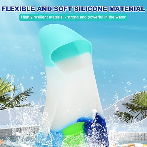 Miniatura 2 de Aletas de natación para niños, aletas cortas de natación para entrenamiento de natación y buceo, tamaño adecuado para principiantes, niños, niñas,