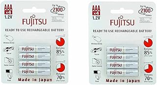 8 Fujitsu HR4UTC AAA Ready-to-use 2,100 times rechargeable battery NiMH 1.2V 800mAh (Min. 750mAh) Made in Japan