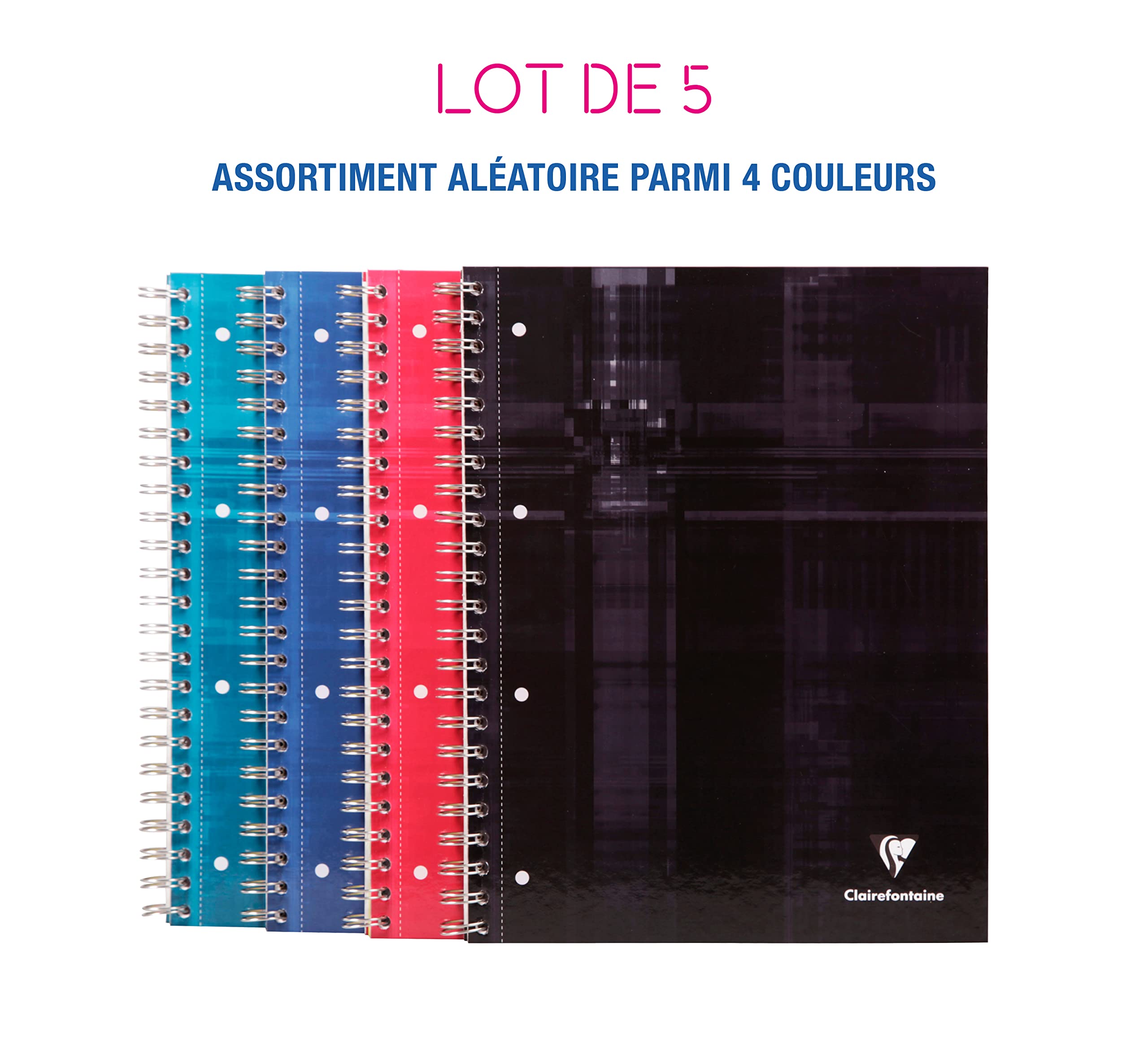 Clairefontaine 8211C Lot 5 Cahiers à Spirale Bind'O Block - A4+ - 160p