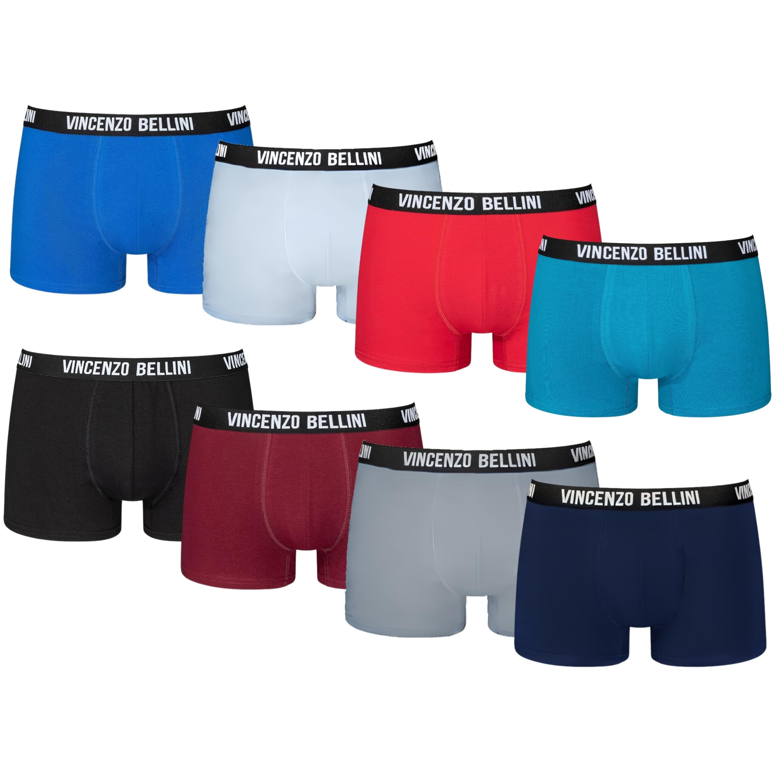 Vincenzo Bellini – Hipster Boxershorts, 8er / 12er Pack, Bequeme und atmungsaktive Herren Unterwäsche, Baumwolle Unterhosen