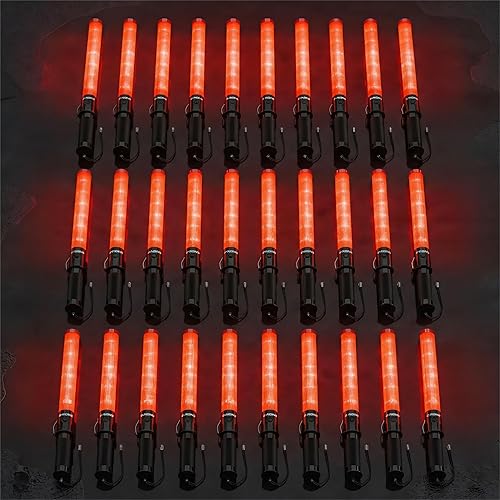 Miniatura 26 de 2 unidades de 21 pulgadas de luz roja y azul, varita de seguridad de tráfico de señal con 3 modos intermitentes para control de tráfico guía