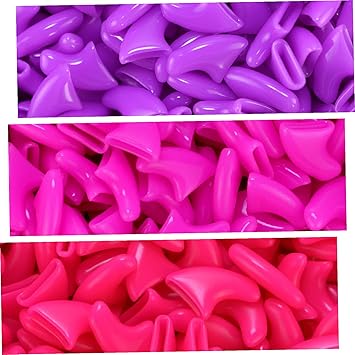 zetpo 60 pcs Cat Nail Caps, Cat Claw Caps for Cats Claws with Adhesives and Applicators (S, Purple, Rose, Bright Pink)